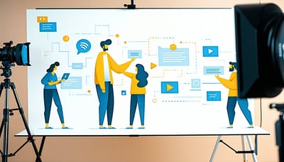 Illustration of digital media sharing and creative promotion